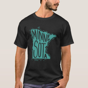Camiseta Esquema do Mapa do Minnesota nos EUA