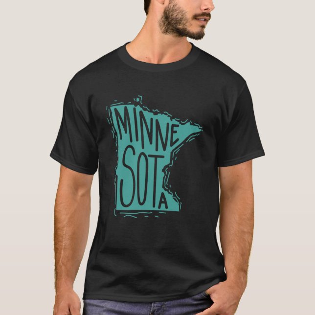 Camiseta Esquema do Mapa do Minnesota nos EUA (Frente)