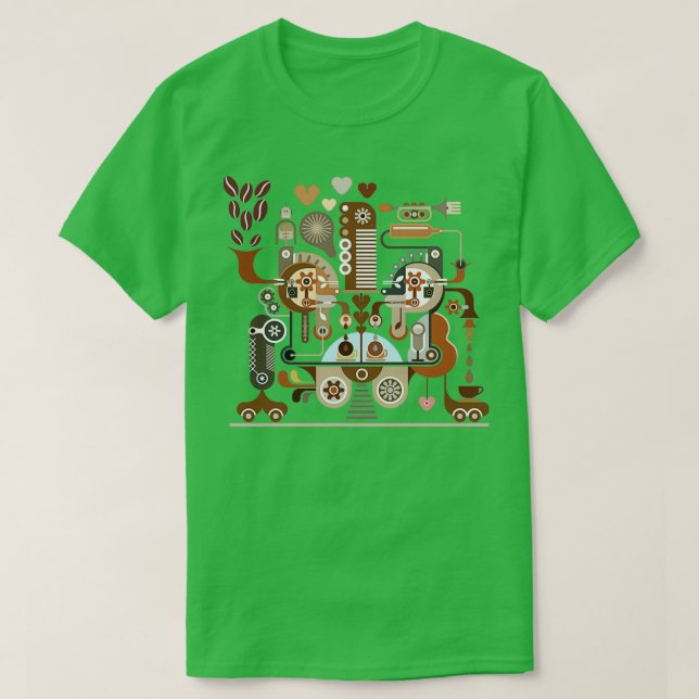 Camiseta Esquema do processo de Fazer de café estriado com  (Frente do Design)