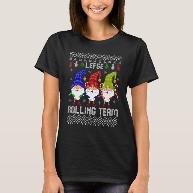 Camiseta Esquerda Rolling Team Baking Tomte De Natal Gnomo  (Frente)