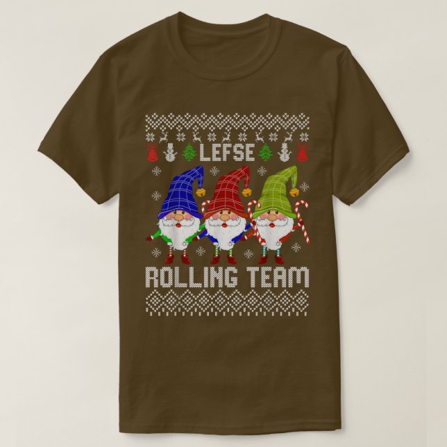 Camiseta Esquerda Rolling Team Baking Tomte De Natal Gnomo  (Frente do Design)