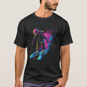 Camiseta Esqui alpino de esportes de inverno Tinta salpica