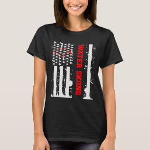 Camiseta Esqui Aquático Gráfico Com Bandeira Vintage Dos EU