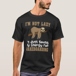 Camiseta Esqui Aquático Preguiçoso Engraçado Em Wakeboard