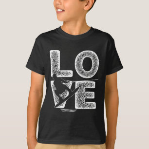 Camiseta Esqui Aquático Tema de Palavra de Amor Design Gráf