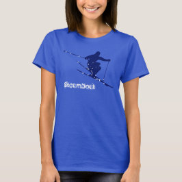 Camiseta Esqui azul da neve do barco a vapor