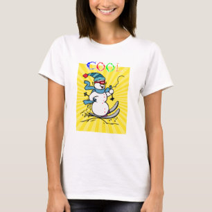 Camiseta Esqui Colorido de Snowman bonitão engraçado es