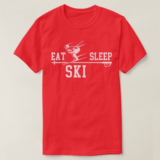 Camiseta Esqui Comer Sono Repetir Inverno Neve Esporte Pele (Frente do Design)