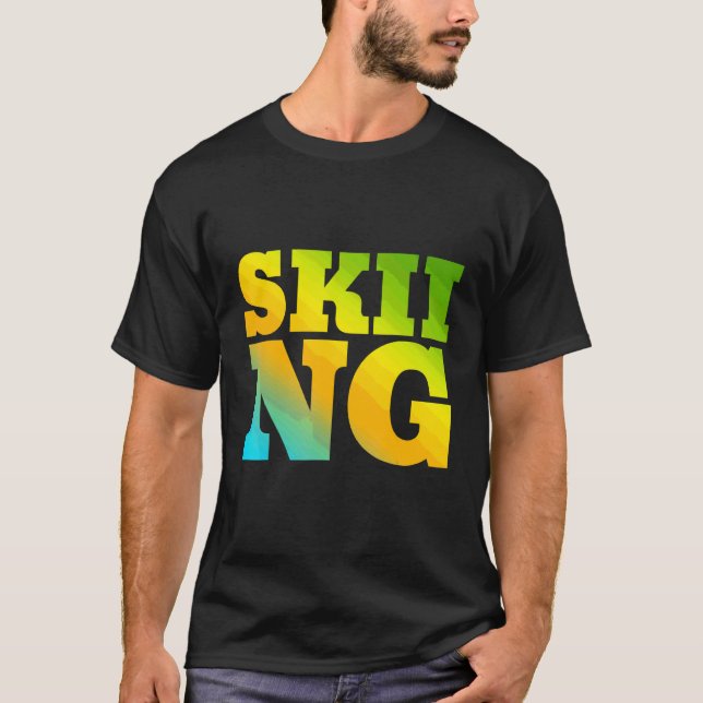 Camiseta Esqui Concebido Com Cores Natureza (Frente)
