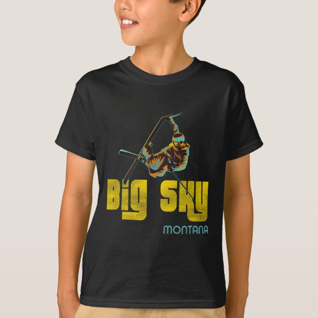 Camiseta Esqui da Vintage de Big Sky Montana (Frente)