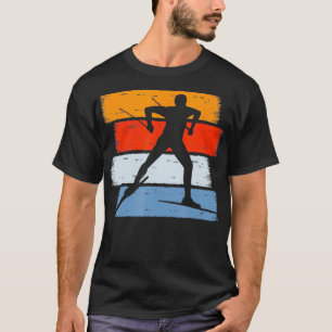 Camiseta Esqui de esqui de esqui retrô-esquiador com arco-í