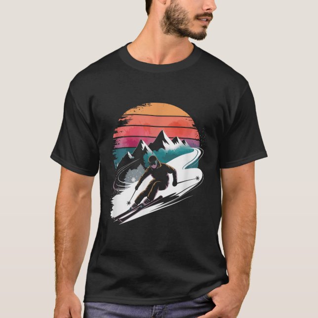 Camiseta Esqui de esqui retrô (Frente)