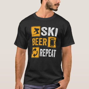 Camiseta Esqui de repetição de Descida da cerveja de esqui