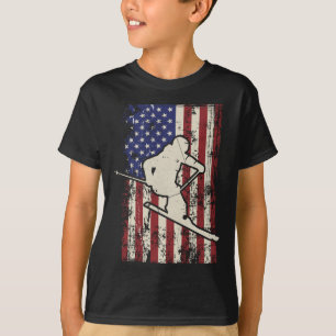 Camiseta Esqui de Sinalizador Usa & Skiier Long Sleeve