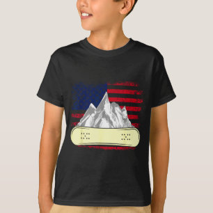 Camiseta Esqui de snowboard bandeira americana