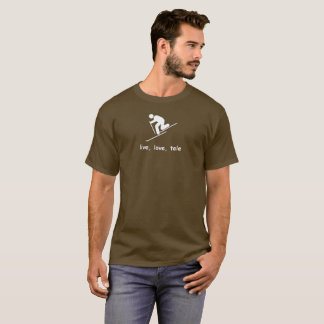 Camiseta esqui do telemark. Esqui Tele. Viva, ame, Tele