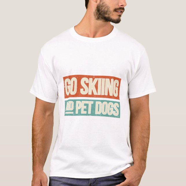 Camiseta Esqui e Cães de Pet - Esquiador (Frente)