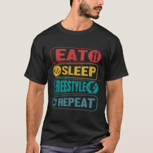 Camiseta Esqui Engraçado Comer Dormindo Estilo Livre Esquia