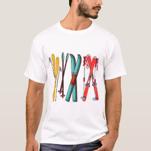 Camiseta Esqui engraçado esquiar esquiador colorido