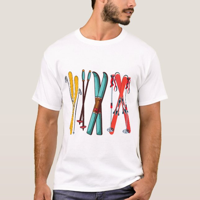 Camiseta Esqui engraçado esquiar esquiador colorido (Frente)