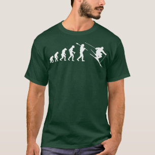 Camiseta Esqui engraçado Evolução esquiadora neve Vacina de