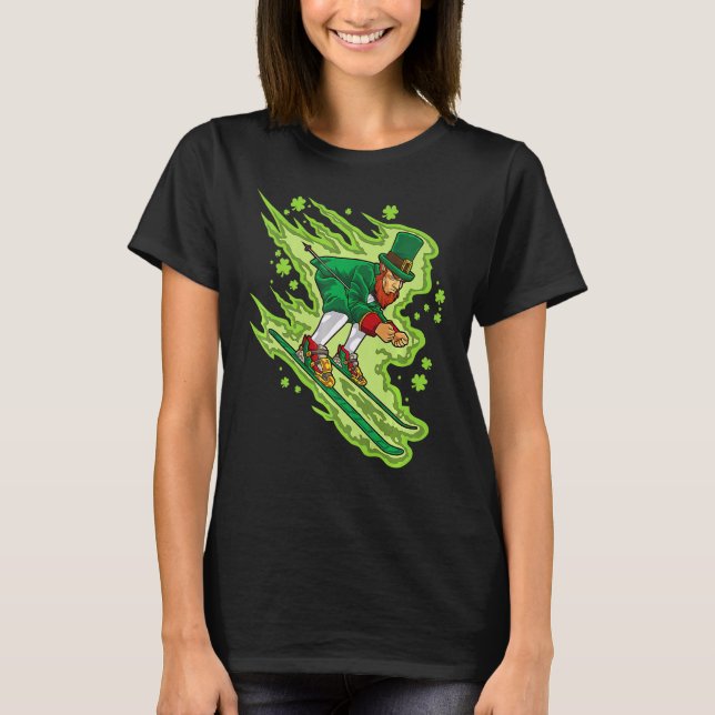 Camiseta Esqui Leprechaun Irish Sports Ski Snow Mountain (Frente)