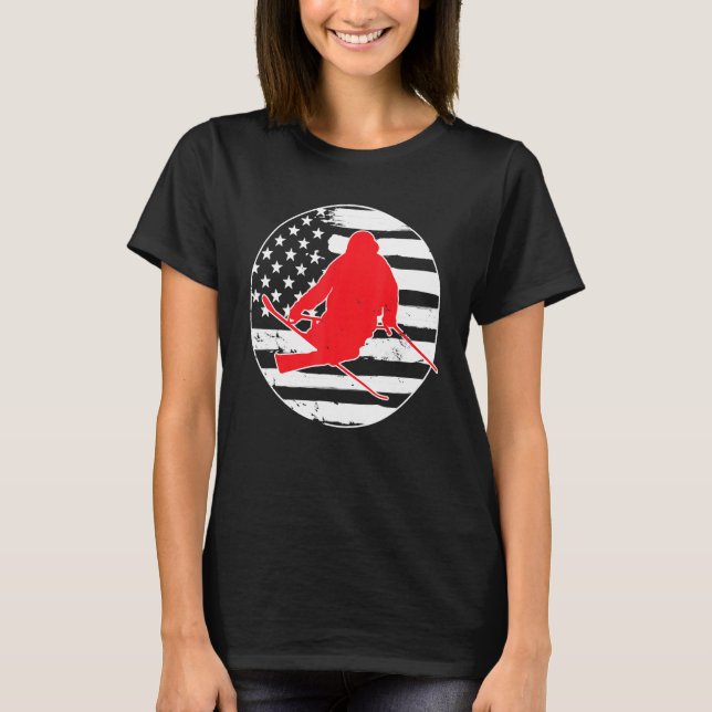 Camiseta Esqui Livre Americano Bandeira 4 De Julho Vin (Frente)