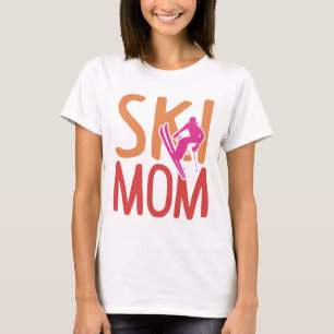 Camiseta Esqui Mãe Inverno Esportes Mulheres Engraçadas Esq