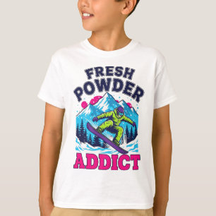 Camiseta Esqui na neve em pó fresca Esquiador de neve legal