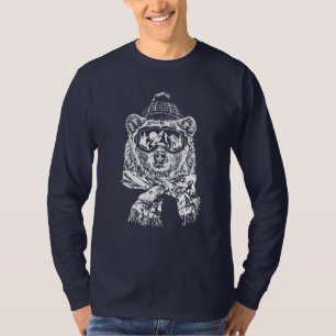 Camiseta Esqui Neve Viagem de Esqui Engraçado Urso de Esqui