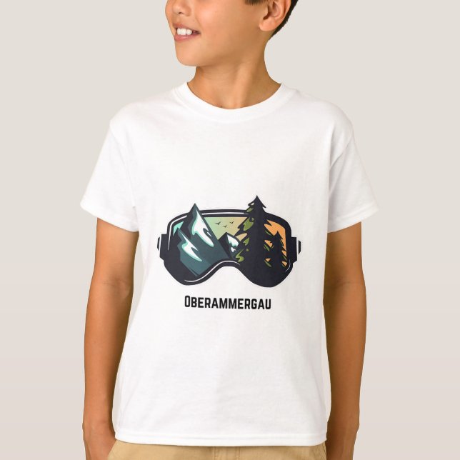 Camiseta Esqui Oberammergau Montanha Esquimando T Homens E  (Frente)