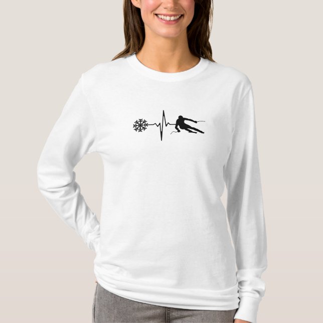 Camiseta Esqui - Presente Skiing Heartbeat Skier (Frente)