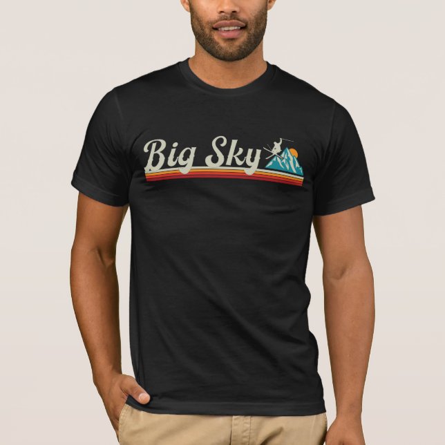 Camiseta Esqui Retro em Big Sky Montana (Frente)