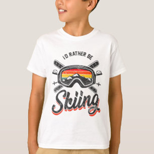 Camiseta Esqui Retro Vintage Eu Preferiria Estar Esquiando 