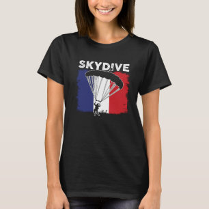 Camiseta Esqui Saltitante Bandeira da França Pára-quedismo 