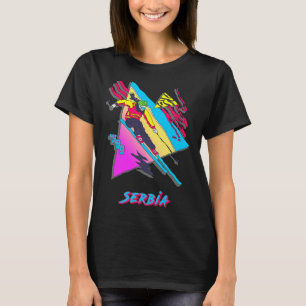 Camiseta Esqui Sérvia Esquiador Arte Gráfica Montanha Espor