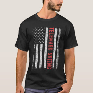 Camiseta Esqui Telemark Bandeira Americana Corrida De Esqui