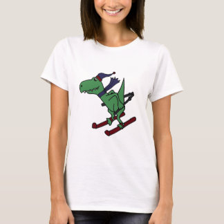 Camiseta Esqui verde engraçado do dinossauro de Trex