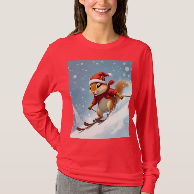 Camiseta Esquiação de esquilo-listrado (Frente)