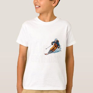 Camiseta Esquiador Aniversário de 10 anos Menino Menina Esq