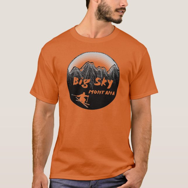 Camiseta Esquiador artístico de Montana do céu grande (Frente)