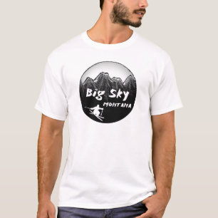Camiseta Esquiador artístico de Montana do céu grande