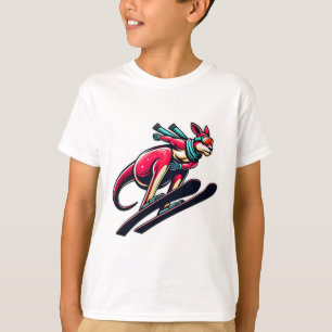 Camiseta Esquiador Canguru na Encosta de Neve Com Óculos e