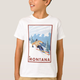 Camiseta Esquiador da neve de Downhhill - Montana