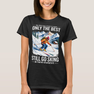 Camiseta esquiador de 70 anos homem velho amante de esqui e