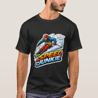 Camiseta Esquiador de downhill viciado em velocidade esquia