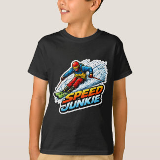 Camiseta Esquiador de downhill viciado em velocidade viciad