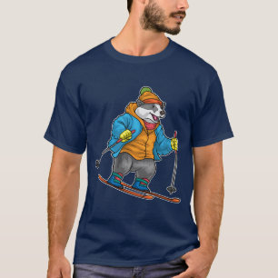 Camiseta Esquiador texugo Esportes de inverno