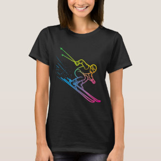 Camiseta Esquiador vaporwave gradiente arco-íris retrô inve