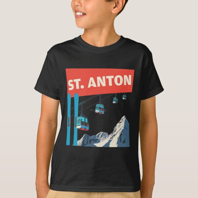 Camiseta Esquiando em St. Anton - Retro St. Anton Ski  (Frente)